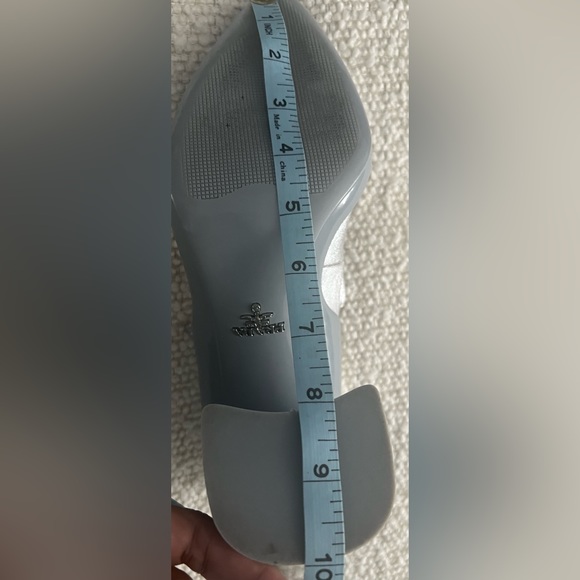 Prada metallic silver leather dual strap mary jane shoes with block heel. - Picture 13 of 14